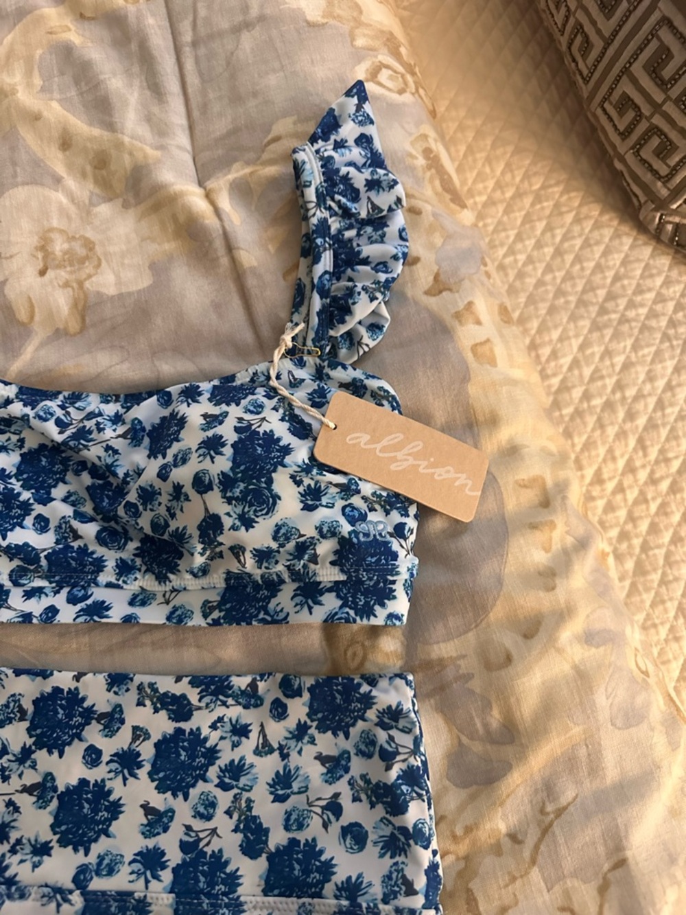 Albion Santorini Blue Floral Ruffle Two-Piece Swim - Picture 2 of 3